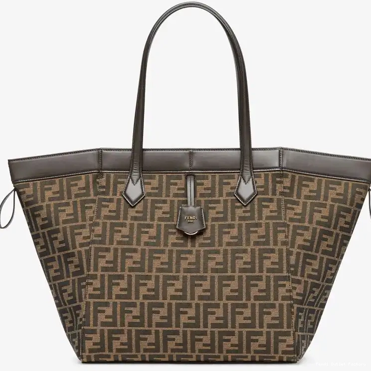 Affordable HOT Fabric Bag Origami FF In Motif Large Brown Fendi 0408